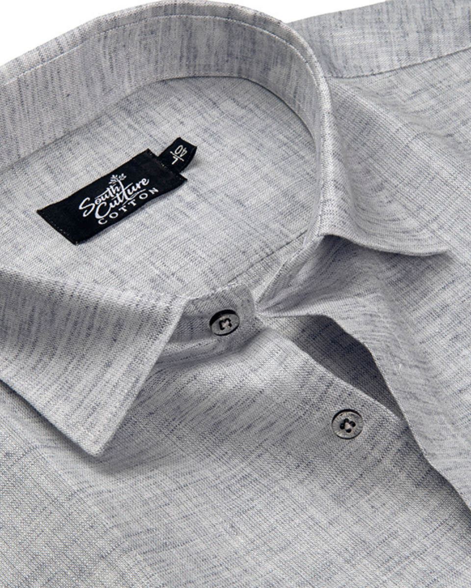 Linen Texture Ash Grey Colour Men's Shirt