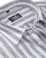 Linen White With Light Grey Colour Patta Print Shirt For Men