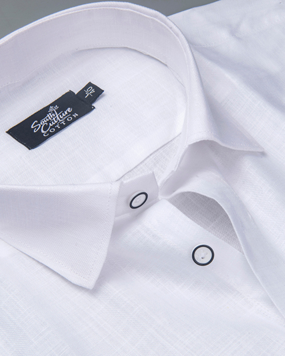 Linen Cotton Pure White Colour Men's Shirt