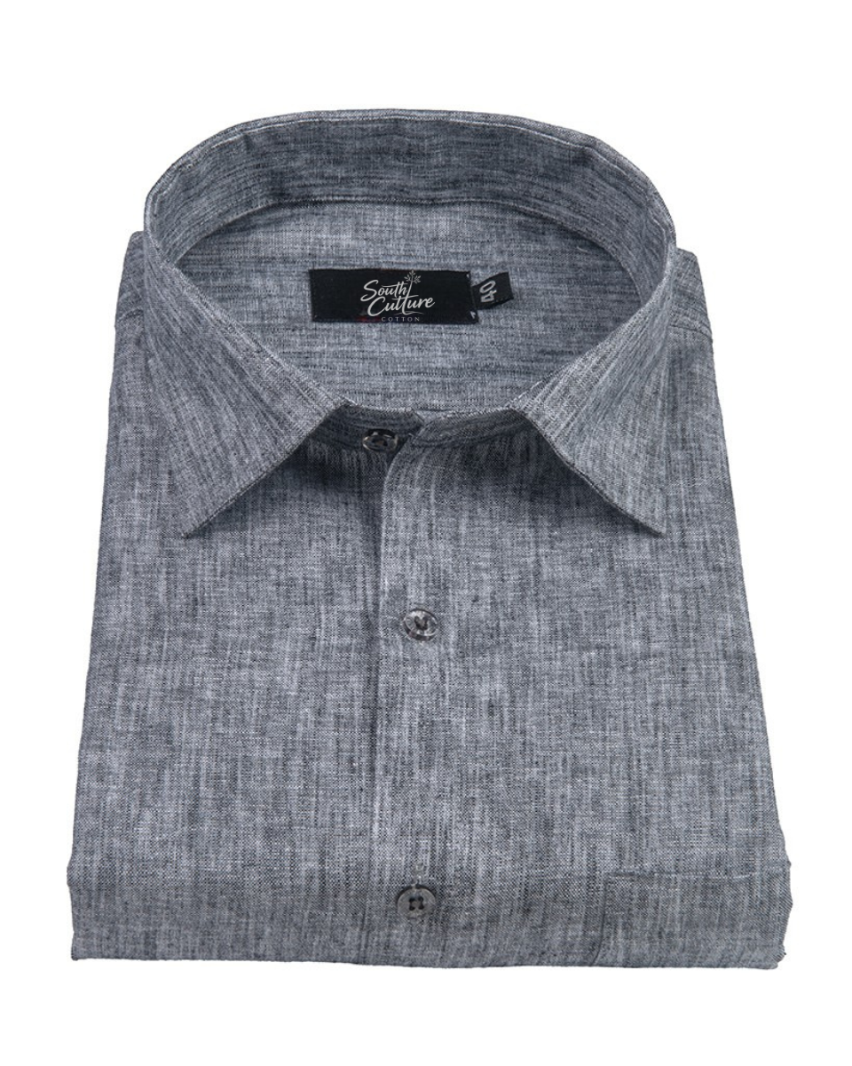 Cotton Linen Dark Gray Colour Shirt for Men