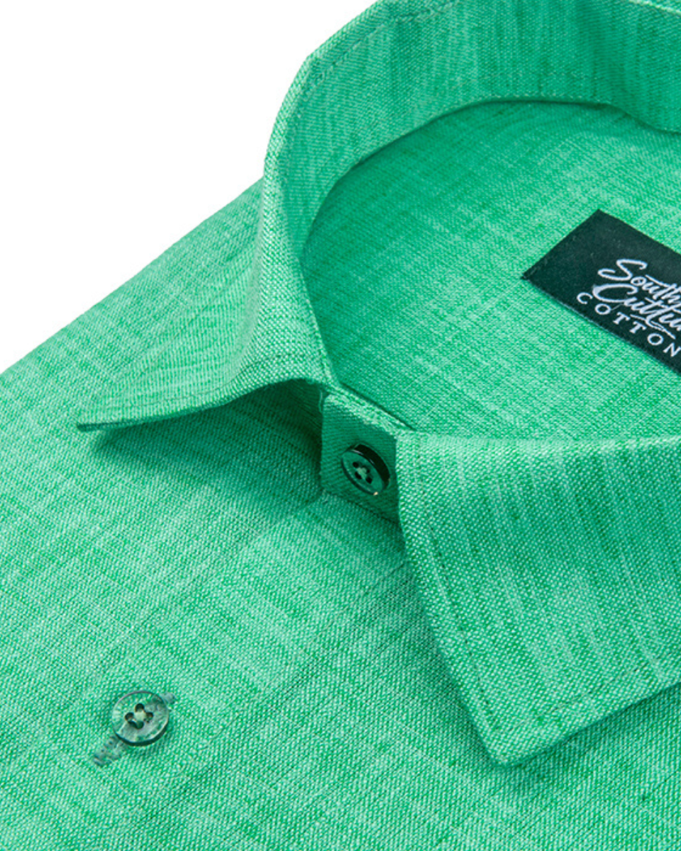 Linen Texture Teal Green Colour Men's Shirt