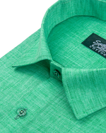 Linen Texture Teal Green Colour Men's Shirt