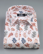 Italian Linen Nature Sketch Print Cream Rama Red Mix