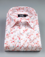 Italian Linen Pushpa Print Cream Pink Mix