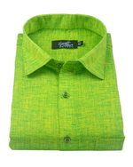 Linen Texture Parrot Green Colour Men's Shirt