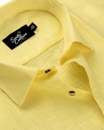 Premium Linen Blend Lemon Yellow Colour Men's Shirt