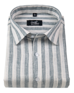 Linen White With Carbon Blue Colour Patta Print For Men