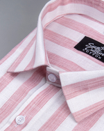 Linen Stripe Pink with White Men Shirt