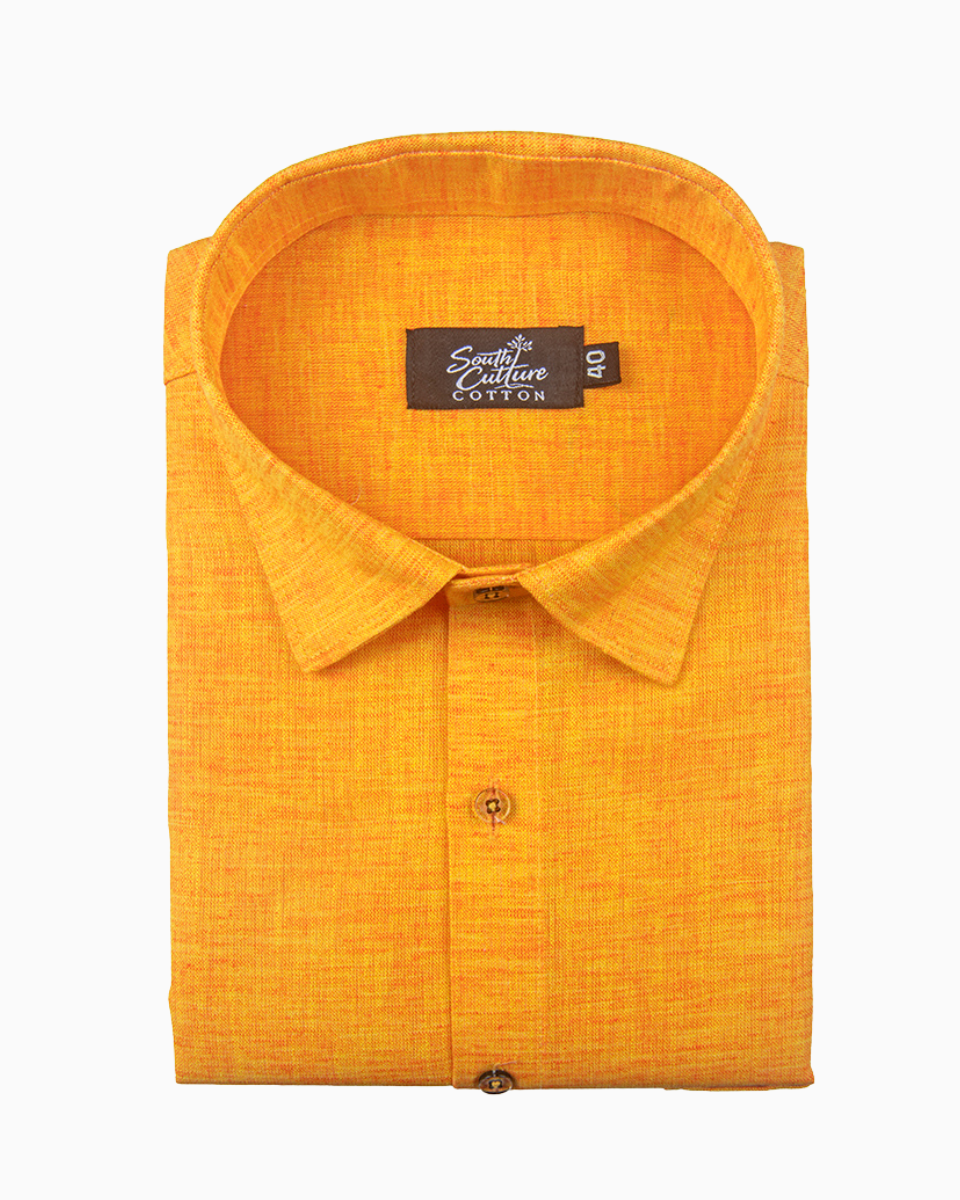 Linen Texture Mango Gold Colour Men's Shirt