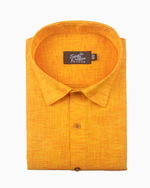 Linen Texture Mango Gold Colour Men's Shirt
