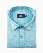 Linen Texture Light Aqua Blue Men's Shirt