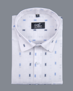 Linen Butta Mini Box Print Sky Blue Men Shirt