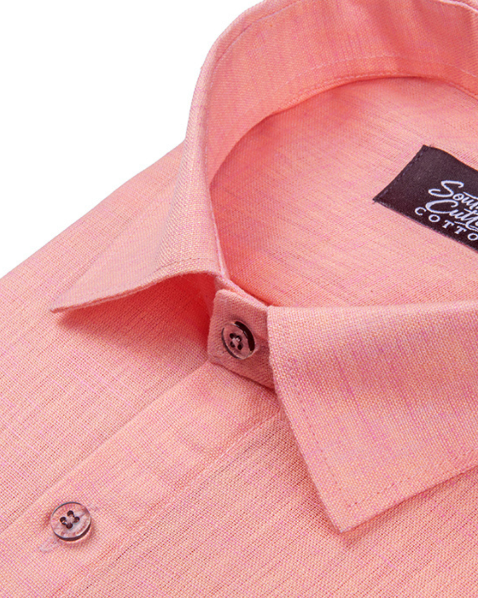 Linen Texture Peach Pink Colour Men's Shirt