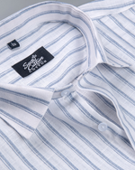 Vertical Stripe White with Blue Stripe Men Shirt
