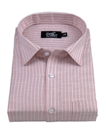 Baby Pink Colour Cotton Shirt With Fine White Stripe Men Shirt