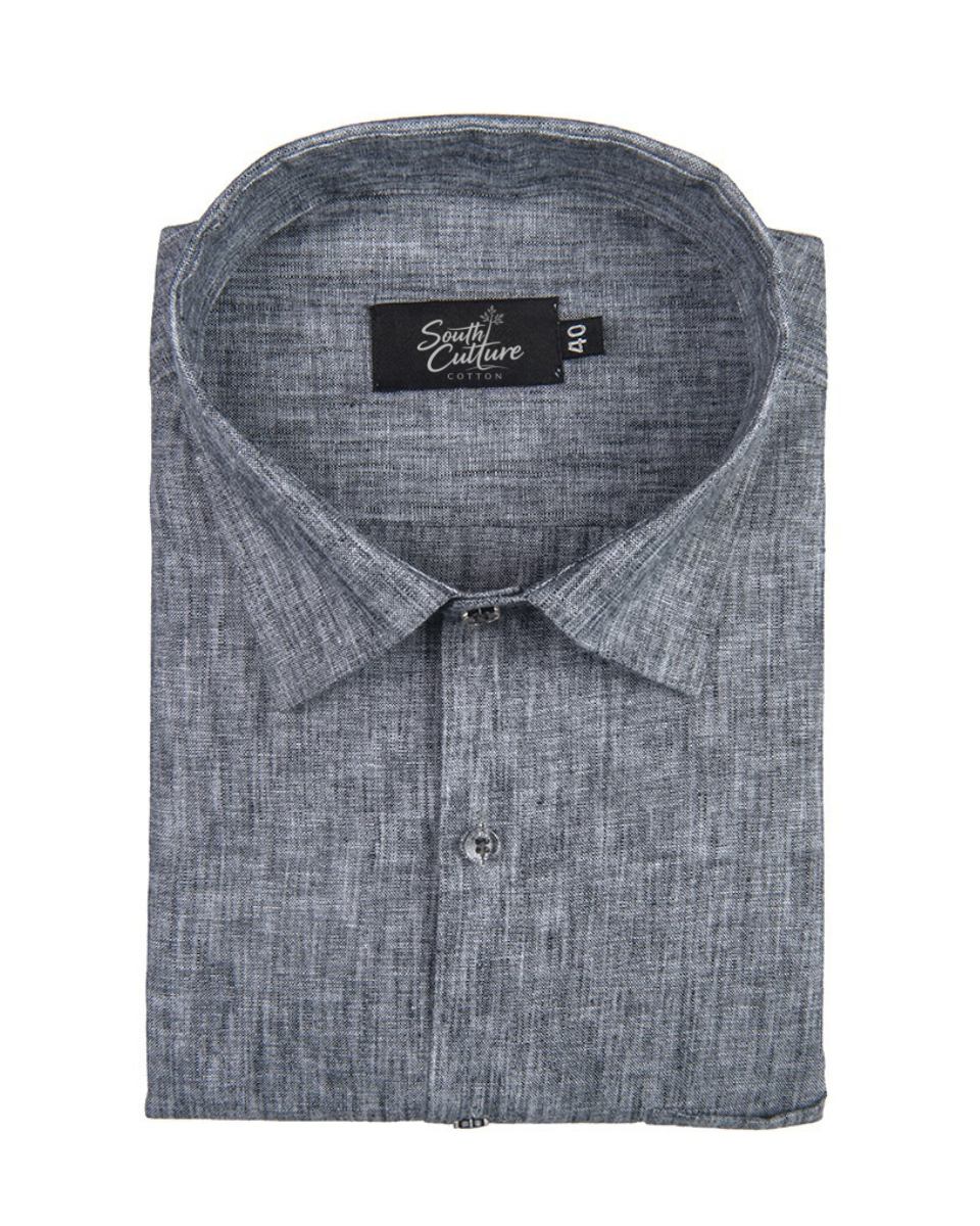 Cotton Linen Dark Gray Colour Shirt for Men