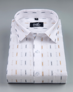 Linen Butta Arrow Print Gold Blue Men Shirt