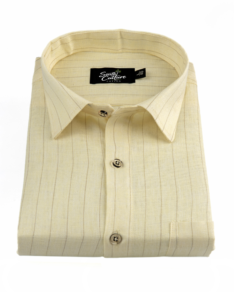Men’s Yellow Striped Cotton Shirt
