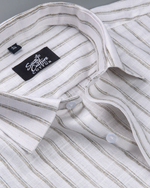 Vertical Stripe Olive Green with White Men Shirt