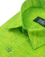 Linen Texture Parrot Green Colour Men's Shirt