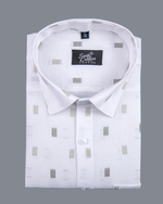 Linen Butta Mini Bar Print Olive Gray Men Shirt