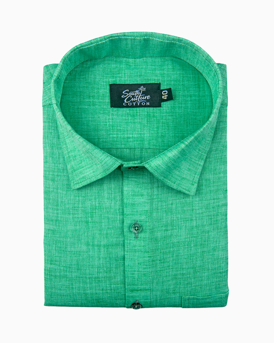 Linen Texture Teal Green Colour Men's Shirt