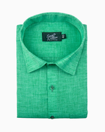 Linen Texture Teal Green Colour Men's Shirt