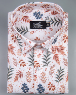 Italian Linen Nature Sketch Print Cream Rama Red Mix