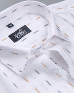 Linen Butta Arrow Print Gold Blue Men Shirt