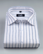 Vertical Stripe White with Blue Stripe Men Shirt