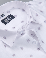 Linen Butta Geo Dot Print Navy Blue Men Shirt
