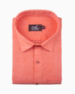 Linen Texture Peach Orange Colour Men's Shirt