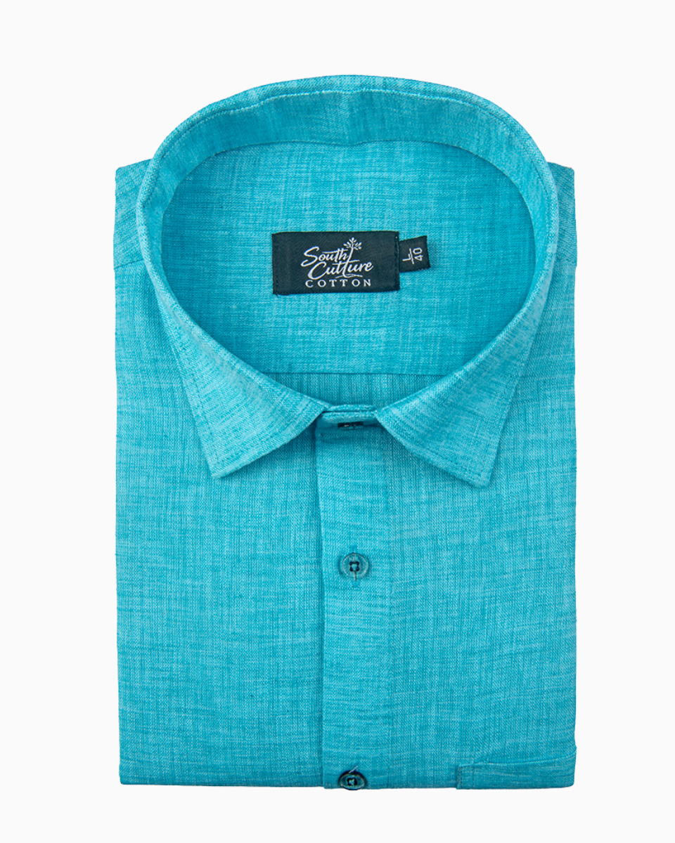 Linen Texture Sky Colour Men's Shirt