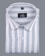 Linen Stripe Gray with White Men Shirt