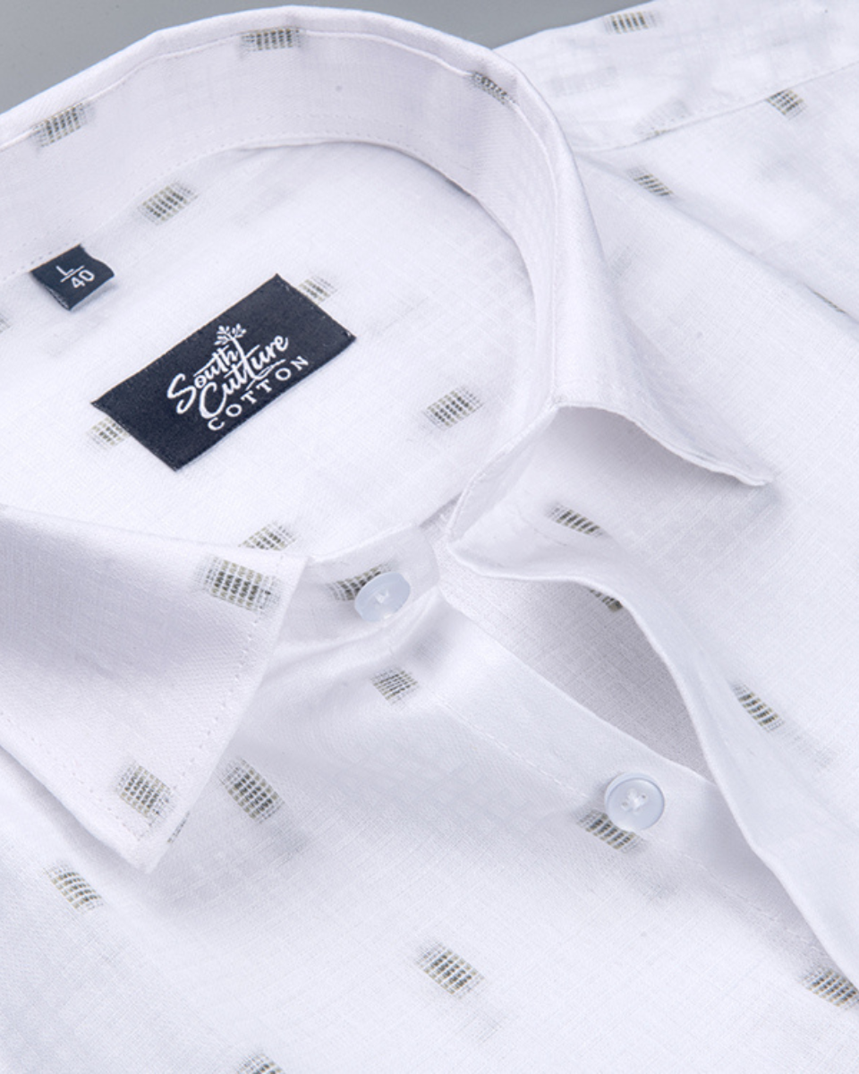 Linen Butta Micro Check Print Mehndi Touch Men Shirt