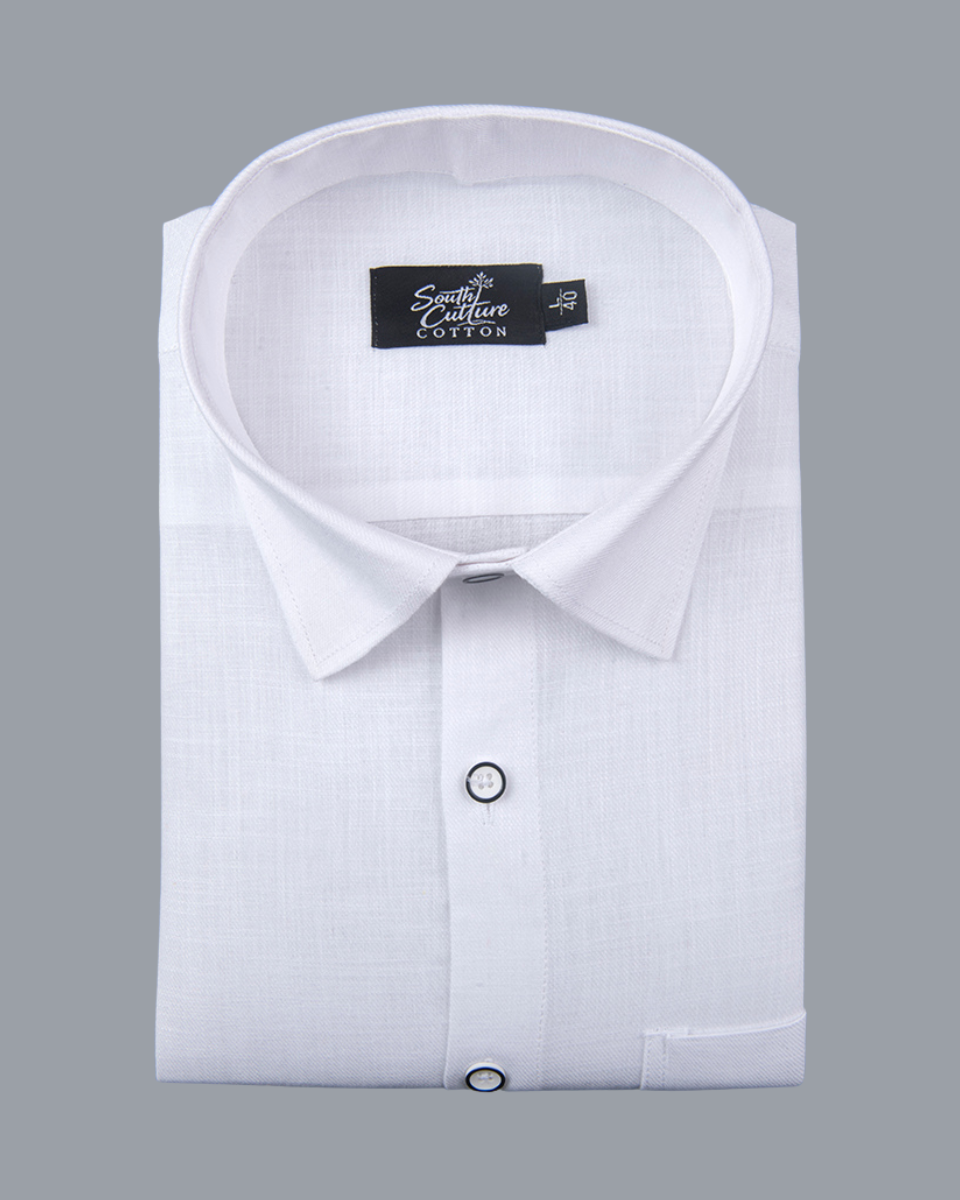 Linen Cotton Pure White Colour Men's Shirt