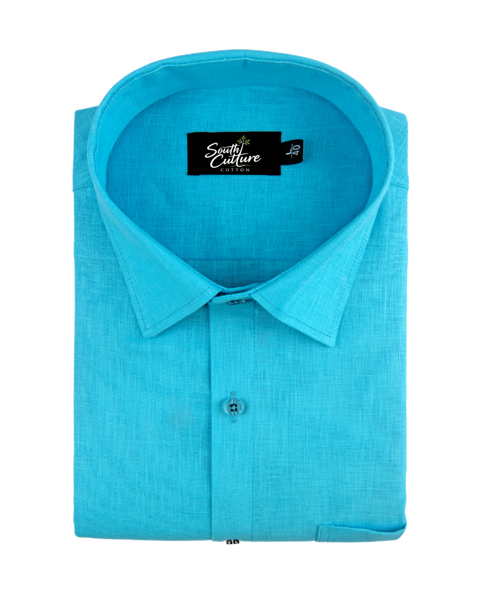 Premium Linen Blend Sky Colour Men's Shirt