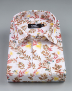 Italian Linen Floral Spring Print Yellow Rust Mix