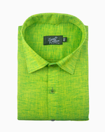 Linen Texture Parrot Green Colour Men's Shirt