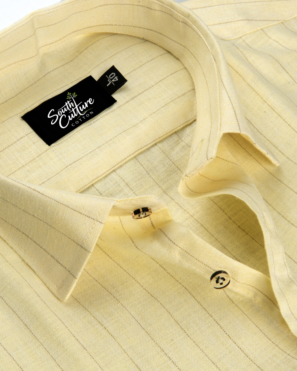 Men’s Yellow Striped Cotton Shirt