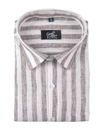 Linen White With Dusty Colour Patta Print Shirt For Men
