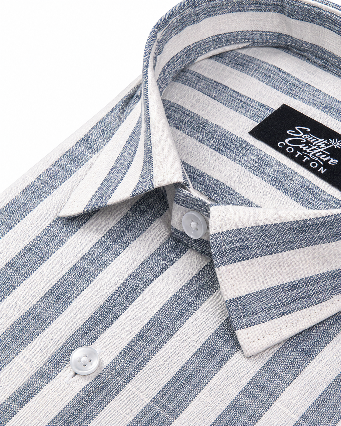 Linen White With Light Grey Colour Patta Print Shirt For Men