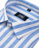 Linen White With Sky Blue Colour Shirt For Men