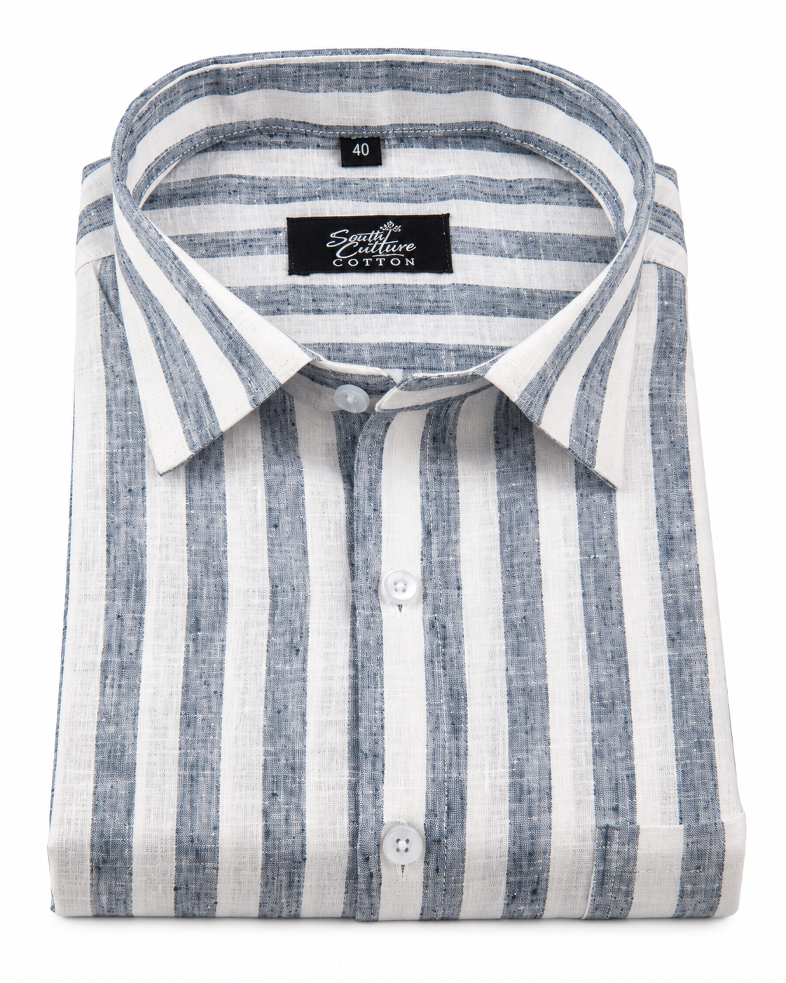 Linen White With Light Grey Colour Patta Print Shirt For Men