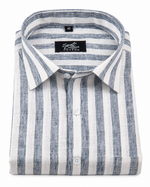 Linen White With Light Grey Colour Patta Print Shirt For Men
