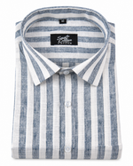 Linen White With Light Grey Colour Patta Print Shirt For Men
