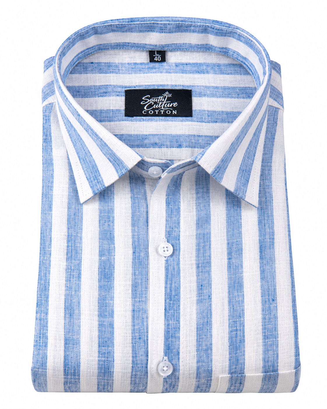 Linen White With Sky Blue Colour Shirt For Men