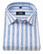 Linen White With Sky Blue Colour Shirt For Men