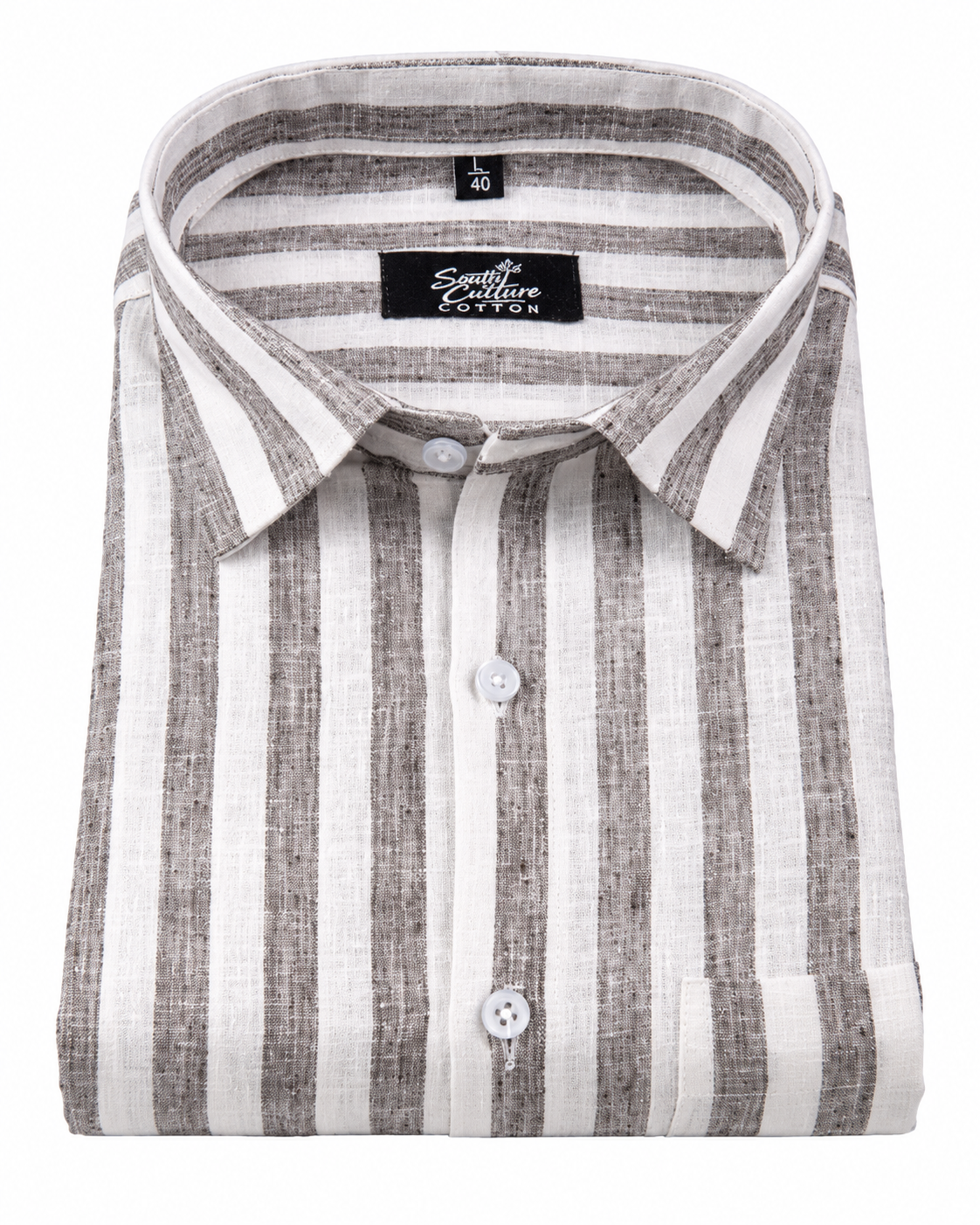 Linen White With Dusty Colour Patta Print Shirt For Men