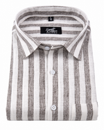 Linen White With Dusty Colour Patta Print Shirt For Men